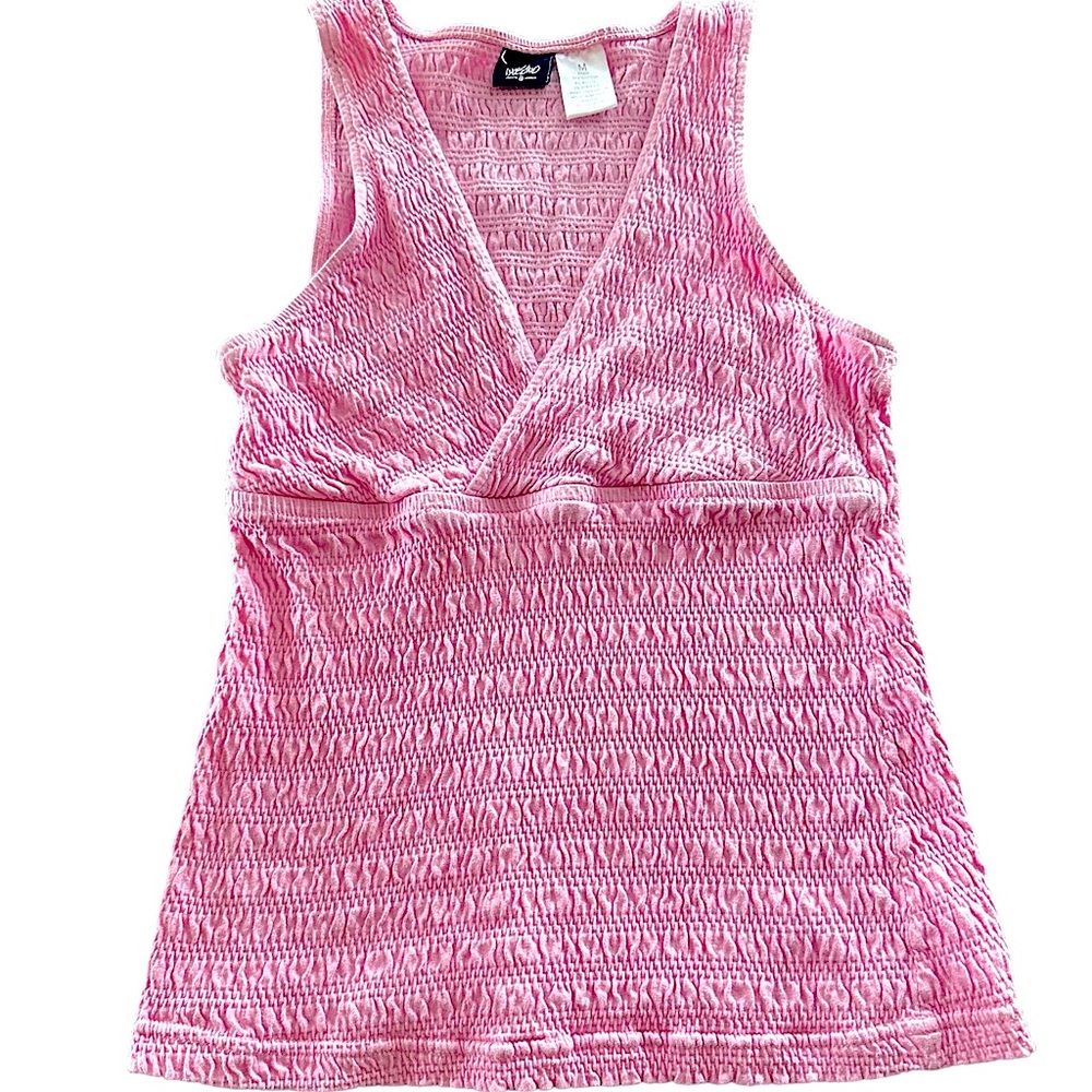 Mossimo Pink Smocked Tank Top Crossover V Neck size M